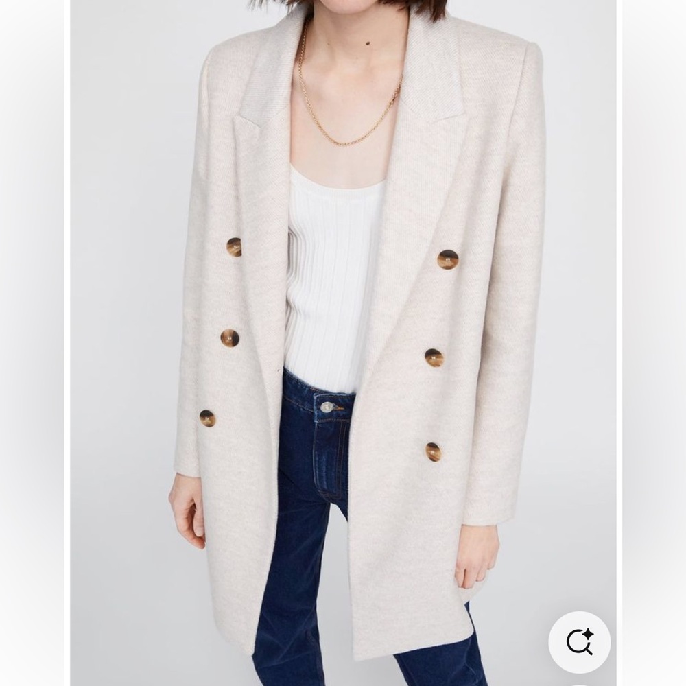 Zara Blazer Coat in Light Beige